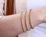 14K Gold Rolo Chain Bracelet, 3mm 4mm 5mm Gold Link Belcher Chain Bracelet