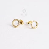 14K Gold Circle Stud Earrings, Circle Shape Studs