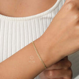 14K Gold Mariner Chain Bracelet, 2mm Mariner Link Chain Bracelet