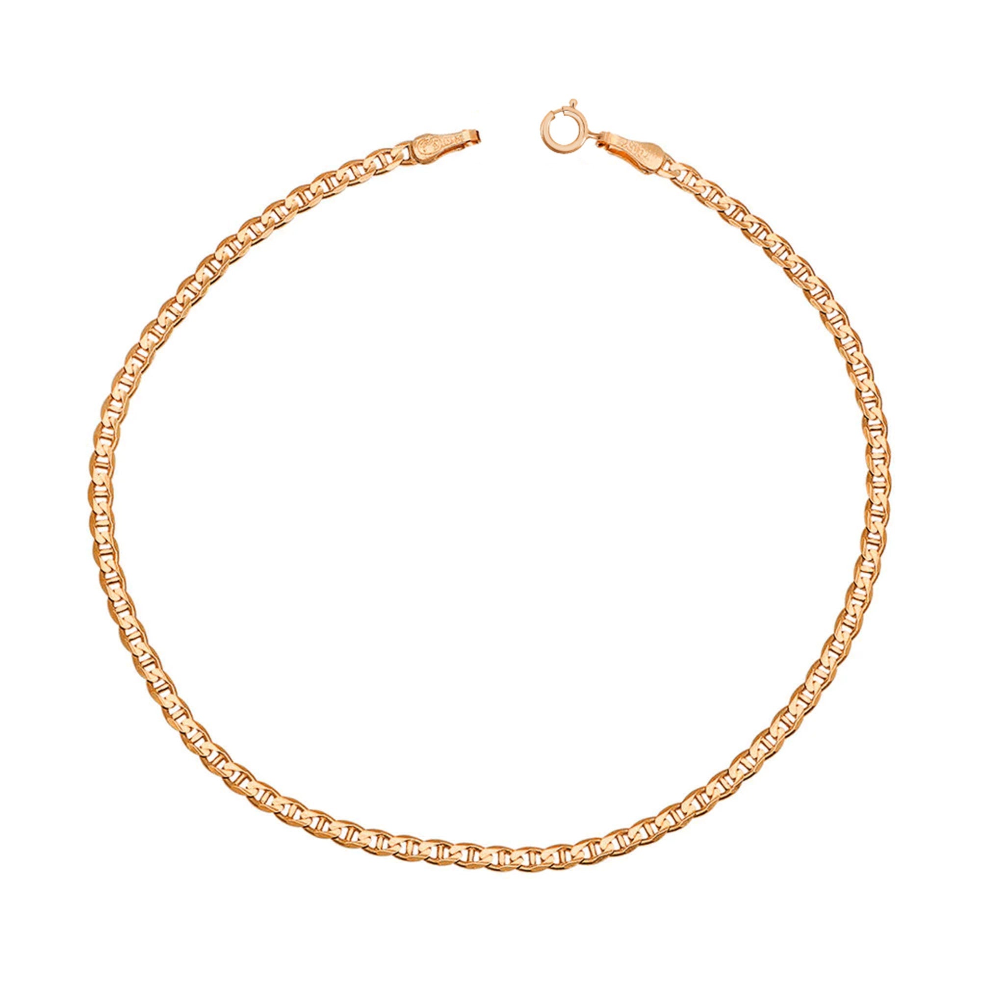 14K Gold Mariner Chain Bracelet, 2mm Anchor Link Bracelet, Flat Mariner Link, Minimalist Stacking Gold Bracelet for Women