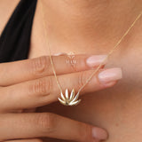 14K Gold Lotus Necklace, Lotus Flower Necklace