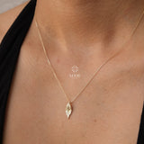 14K Gold Feather Necklace, Feather Charm Pendant