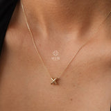 14K Gold X Necklace, Symbol Charm Necklace
