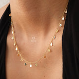 14K Gold Dangling Coin Necklace, Multi Coin Necklace