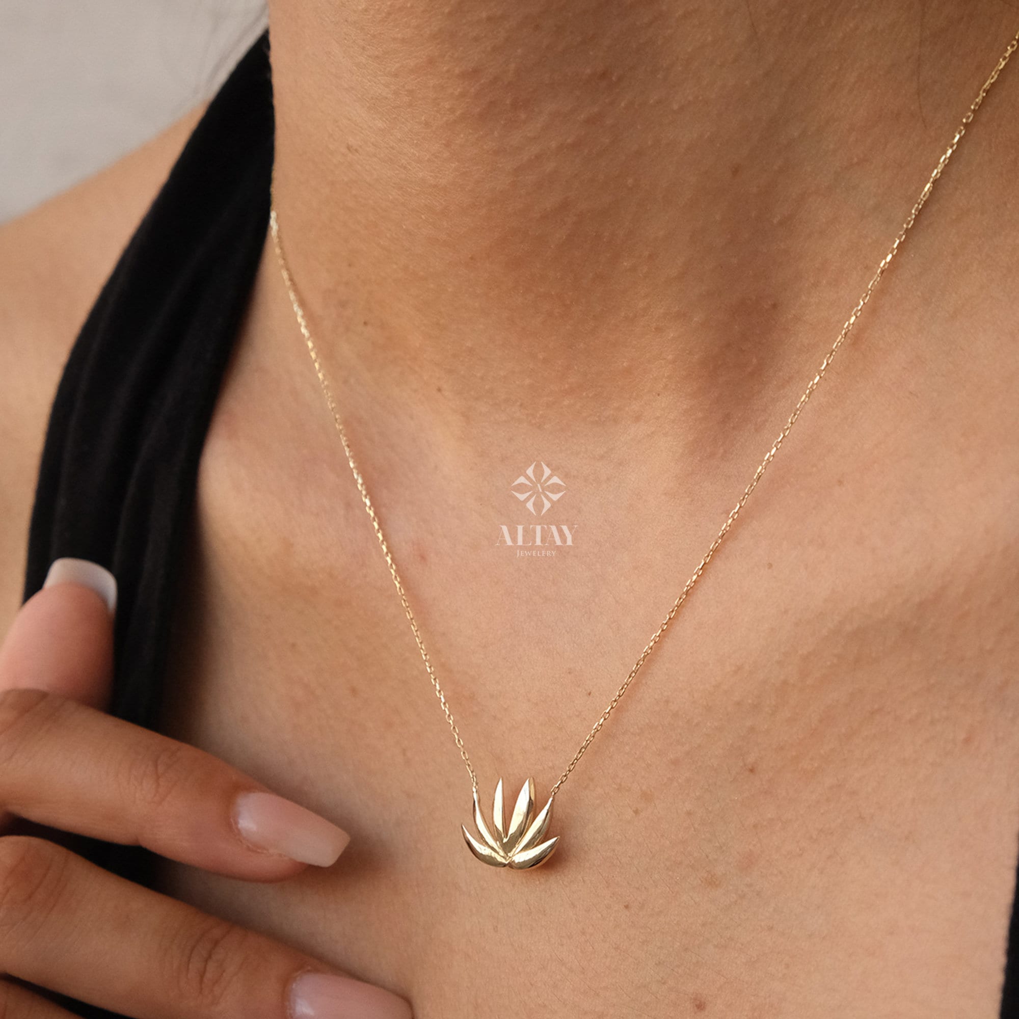 Hanukkah lotus necklace