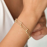 14K Gold Station Ball Bracelet, Popcorn Chain Bracelet