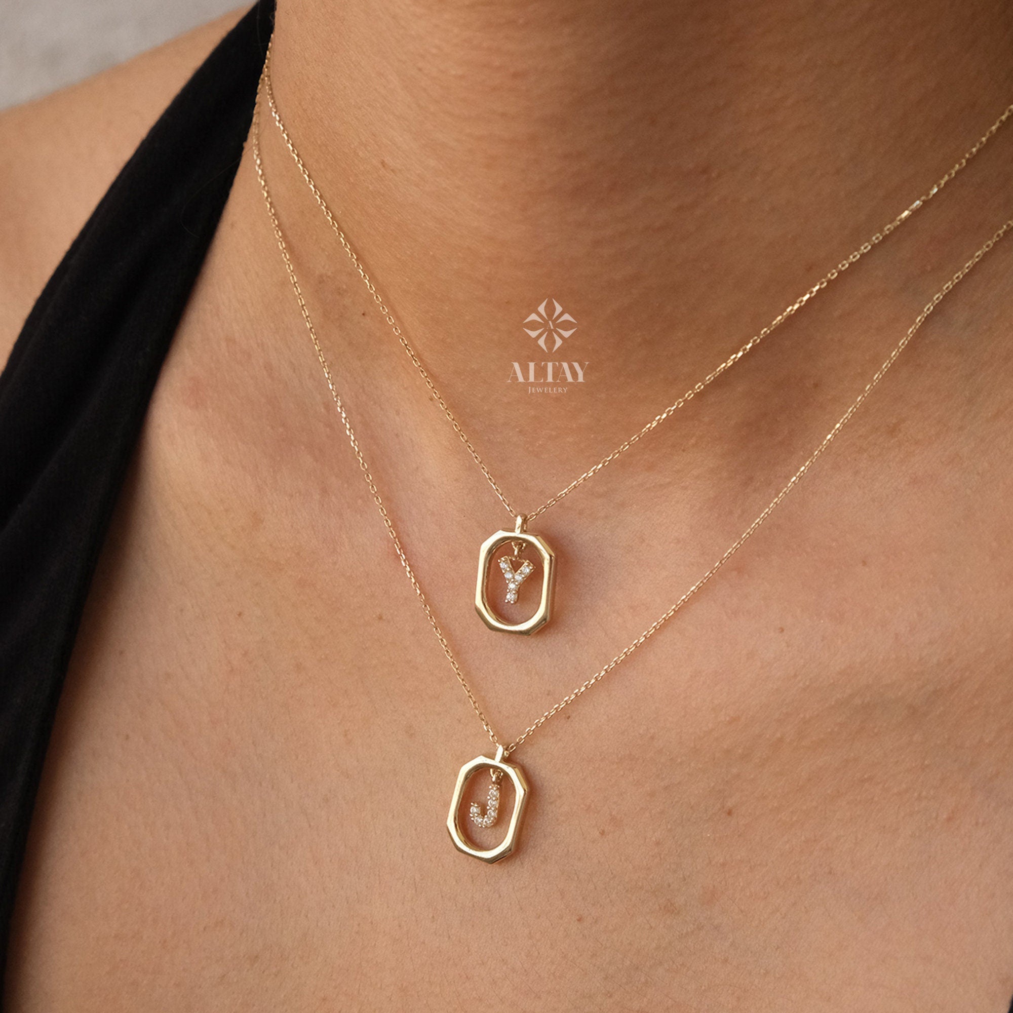 Statement diamond initial necklace