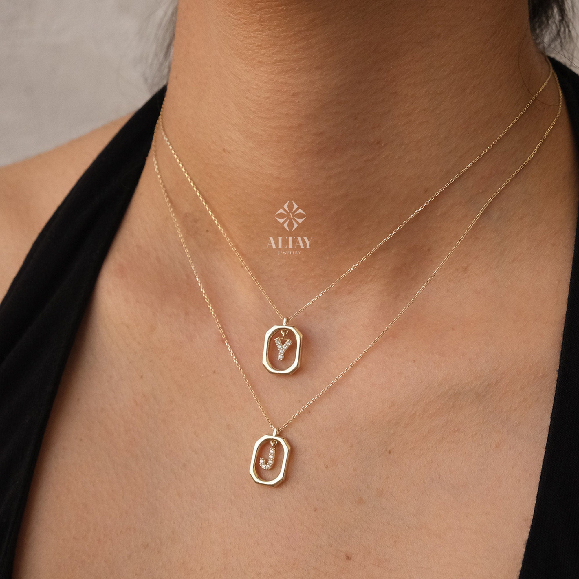 Easter diamond initial necklace