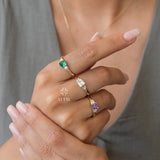 14K Gold Engagement Ring, Art Deco Gold Baguette Ring