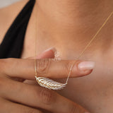 14K Gold Wheat Leaves Necklace, Personalized Wheat Necklace