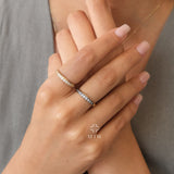 14K Gold Micro Pave Ring, Minimalist Gold Pinky Ring