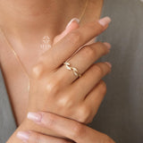 14K Gold Leaf Diamond Ring, Olive Branch Gold Ring