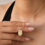 14K Gold Rectangle Sunshine Necklace, Sunbeam Necklace