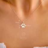 14K Gold Paw Print Necklace, Puppy Paw Pendant