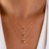 14K Gold Ball Necklace, 3 4 5 mm Gold Ball Necklace