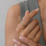 14K Gold 3 Stone CZ Diamond Wedding Ring, Plain Band