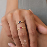 14K Gold Solitaire Birthstone Ring, Birthstone Solo Personalized Ring