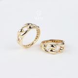 14K Gold Chain Ring, Chunky Link Ring
