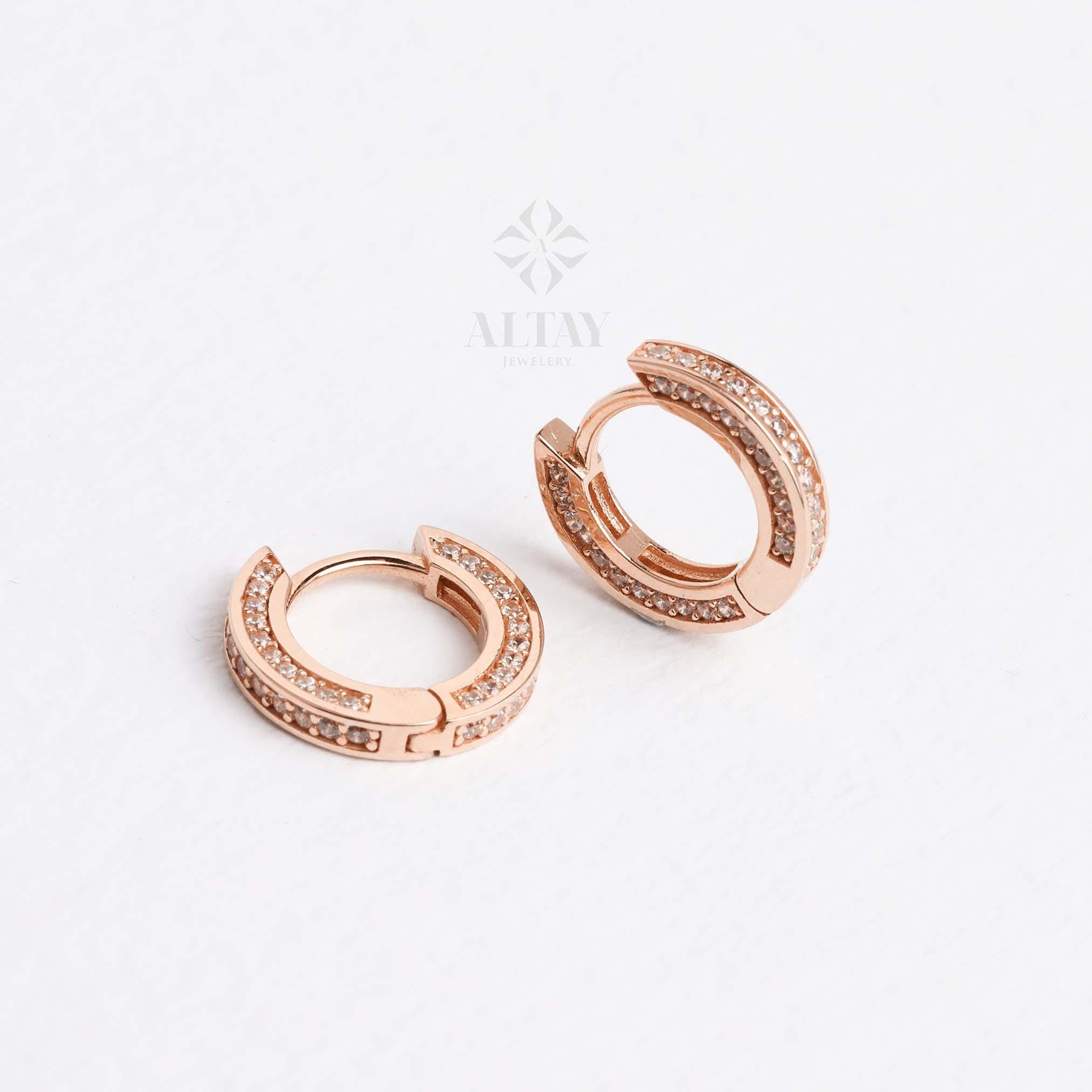 14K Gold Hoop Earrings, CZ Diamond Huggie Earrings, Gold Hoop Earrings, Small Hoops, Huggies, Tiny Hoop Earrings, Tiny Hoops, Gold Gift