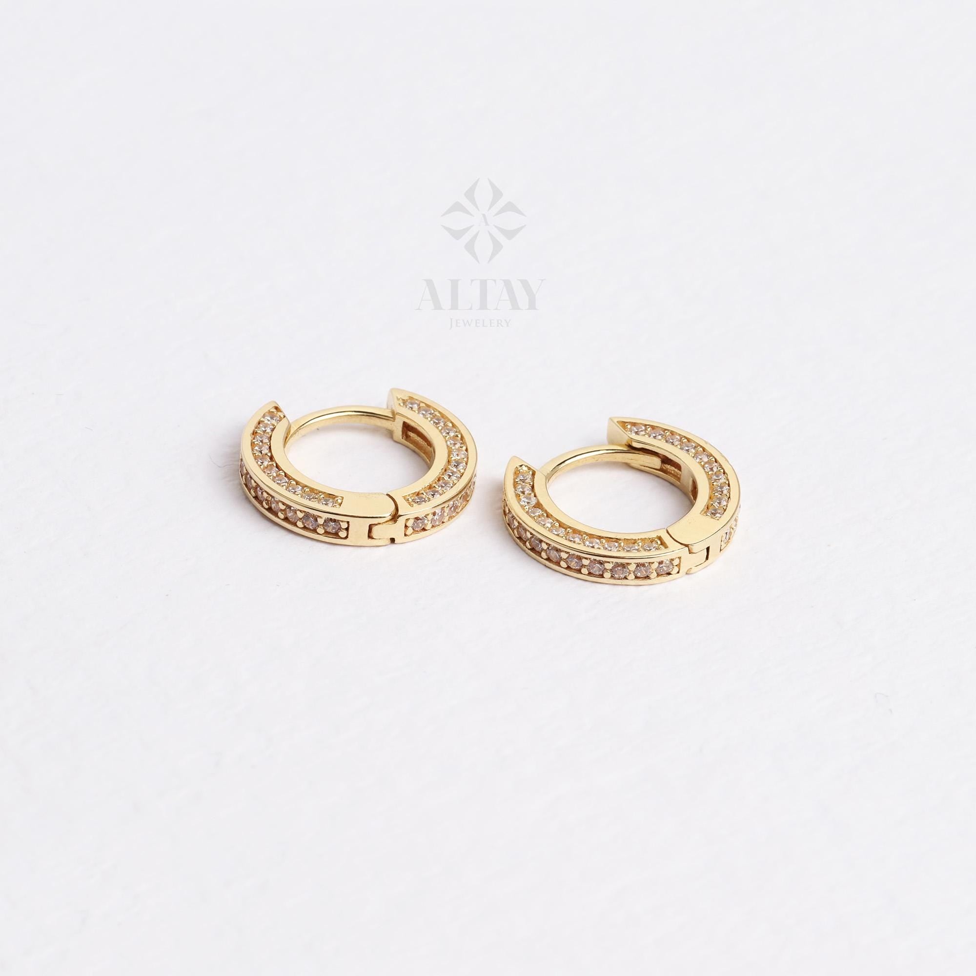 14K Gold Hoop Earrings, CZ Diamond Huggie Earrings, Gold Hoop Earrings, Small Hoops, Huggies, Tiny Hoop Earrings, Tiny Hoops, Gold Gift