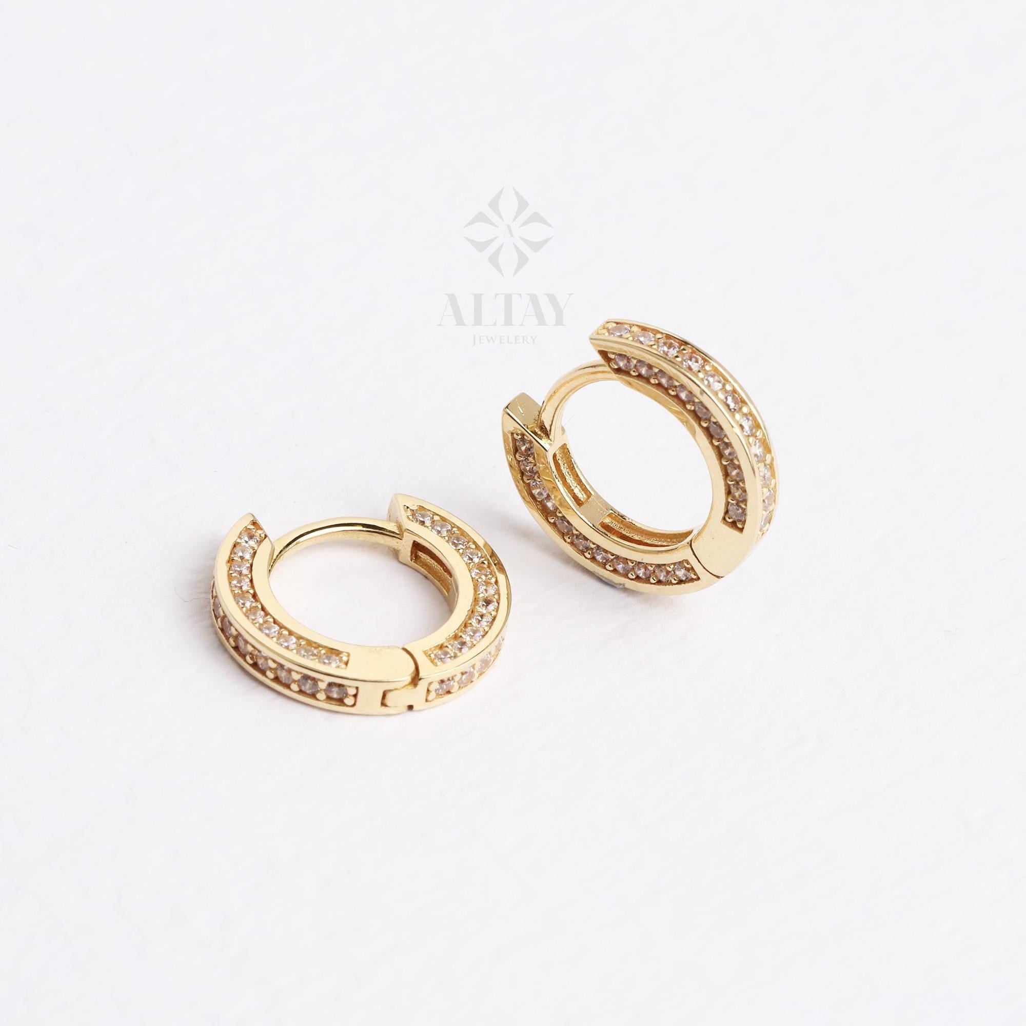 14K Gold Hoop Earrings, CZ Diamond Huggie Earrings, Gold Hoop Earrings, Small Hoops, Huggies, Tiny Hoop Earrings, Tiny Hoops, Gold Gift