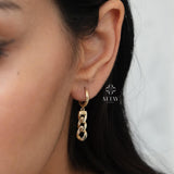 14K Gold Curb Dangle Earrings, Dainty Chain Earrings