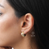 14K Gold Dome Huggie Earrings, Plain Huggie Hoop Earrings