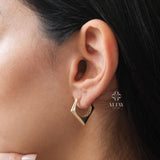 14K Gold Edge Huggie Hoop Earrings, 15mm Hoop Earrings