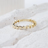 14K Gold Herringbone Ring, Arrow Braided Gold Band