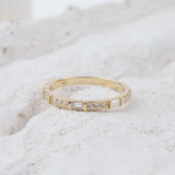 14K Gold Baguette Half Eternity Ring, CZ Diamond Wedding Ring