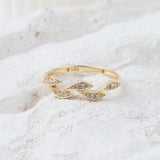 14K Gold Leaf Branch Ring, Gold Leaf Twig Ring
