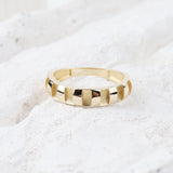 14K Gold Ribbed Dome Band Ring, Chunky Dome Ring