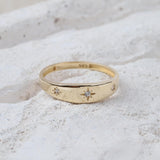 14K Gold North Star Ring, Gold Polar Star Band