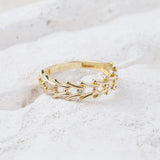14K Gold Crown Band Ring, Tiara Gold Ring