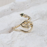 14K Gold Snake Ring, Snake Band