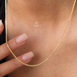 14K Gold Bismark Popcorn Necklace, 2mm Choker Chain