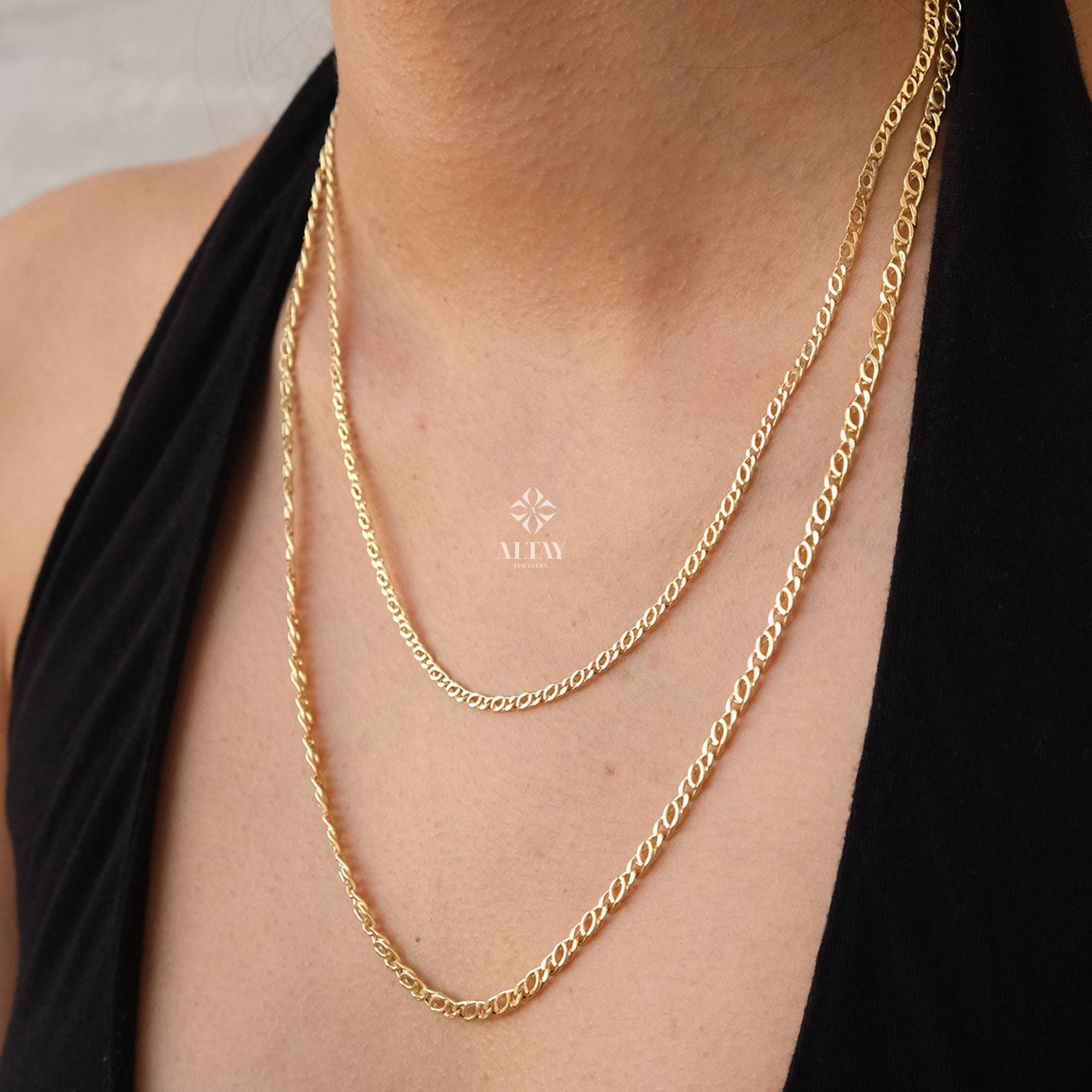 14K Gold Chain Necklace, Rolo Chain Choker, Oval Links Necklace, Chunky Chain Necklace, Cable Chain Necklace, Women Layering Necklace