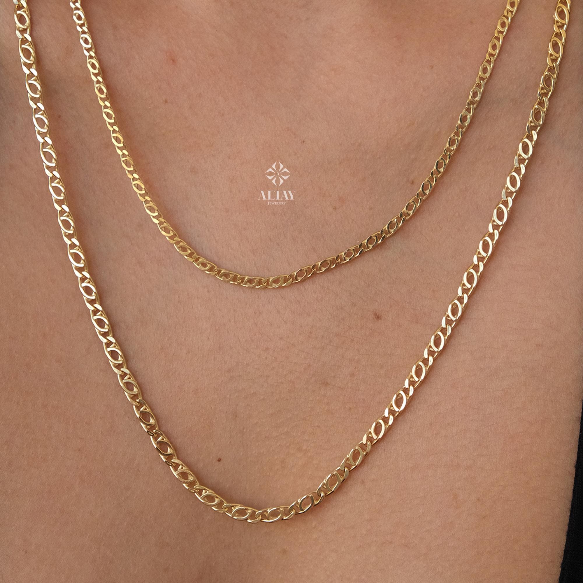 14K Gold Chain Necklace, Rolo Chain Choker, Oval Links Necklace, Chunky Chain Necklace, Cable Chain Necklace, Women Layering Necklace