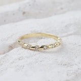 14K Gold Half Eternity Ring, 2mm CZ Diamond Wedding Ring