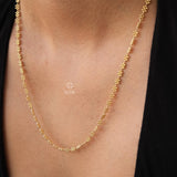 14K Gold Popcorn Necklace, 3mm Popcorn Choker Chain