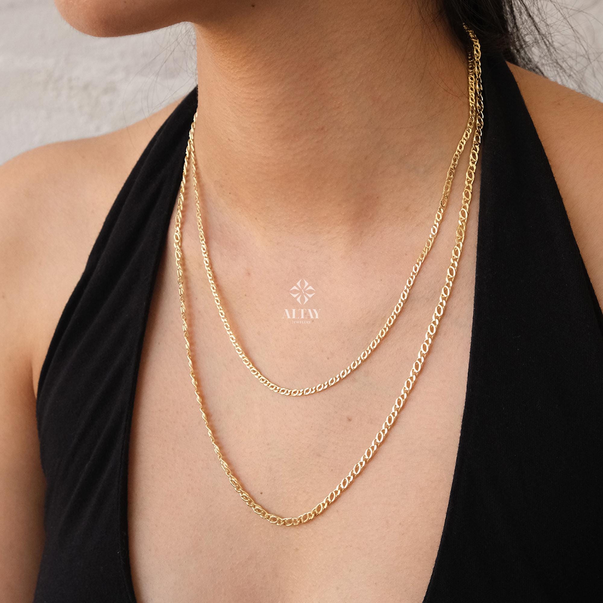 14K Gold Chain Necklace, Rolo Chain Choker, Oval Links Necklace, Chunky Chain Necklace, Cable Chain Necklace, Women Layering Necklace