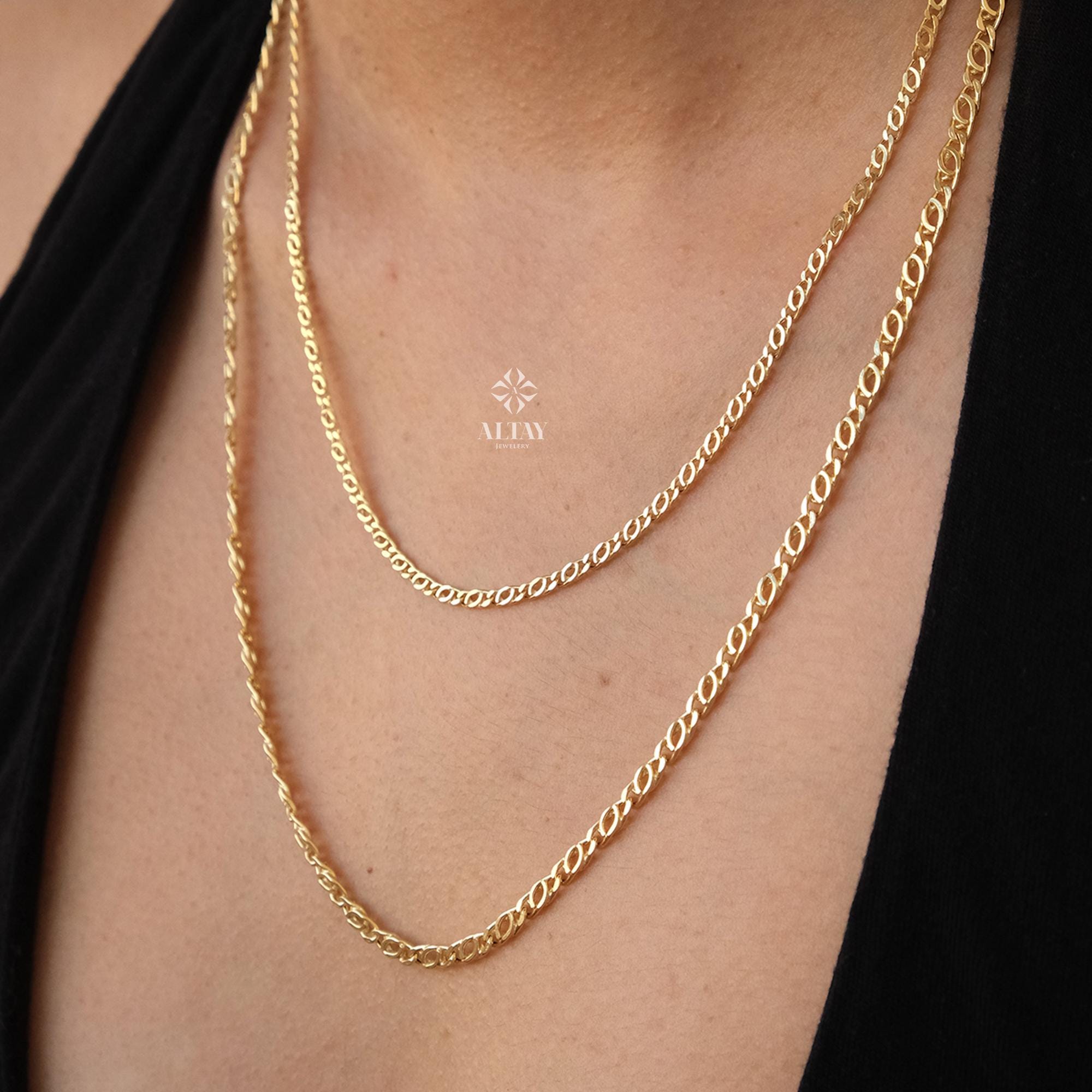 14K Gold Chain Necklace, Rolo Chain Choker, Oval Links Necklace, Chunky Chain Necklace, Cable Chain Necklace, Women Layering Necklace