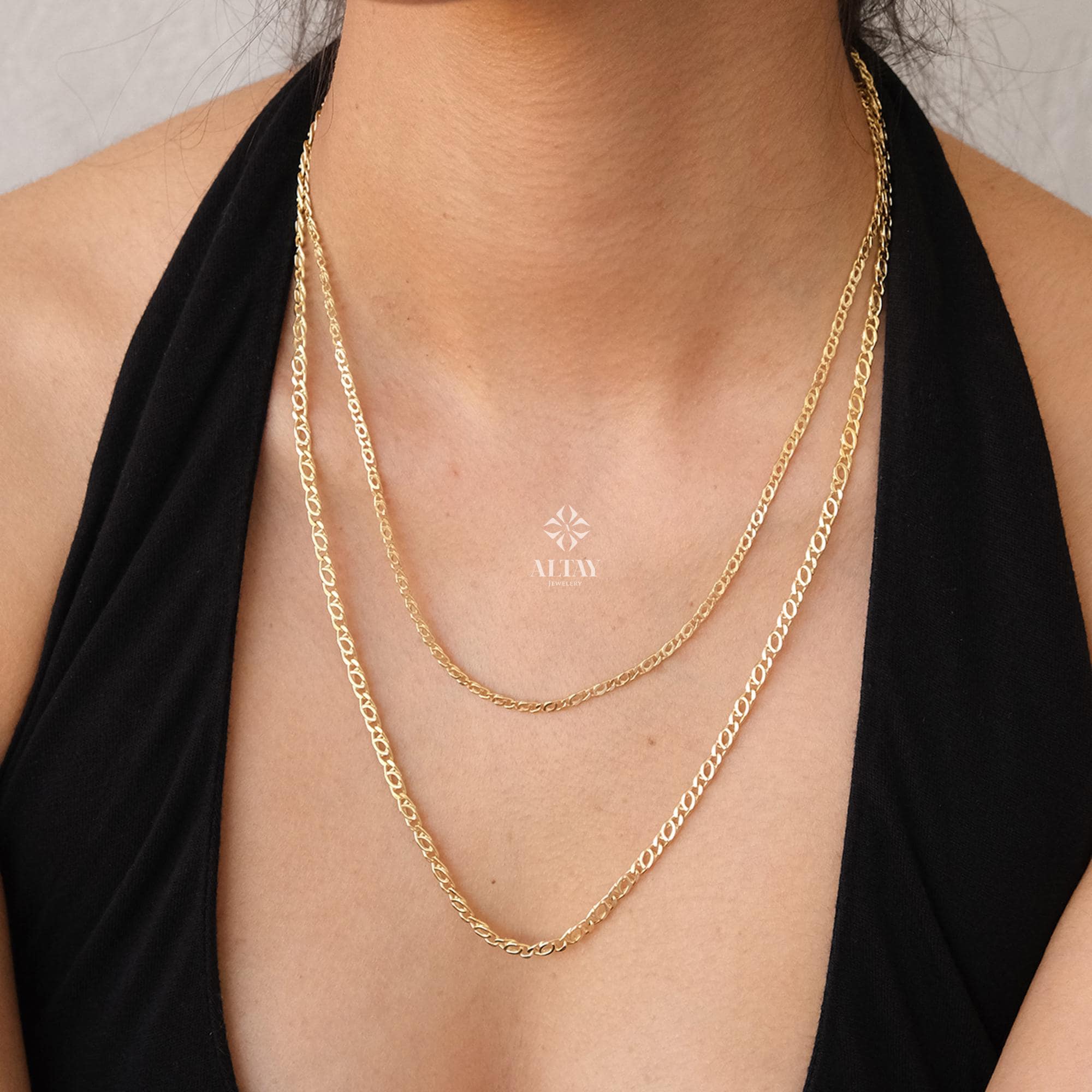 14K Gold Chain Necklace, Rolo Chain Choker, Oval Links Necklace, Chunky Chain Necklace, Cable Chain Necklace, Women Layering Necklace