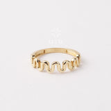 14K Gold Wave Ring, Tiny Zigzag Ring