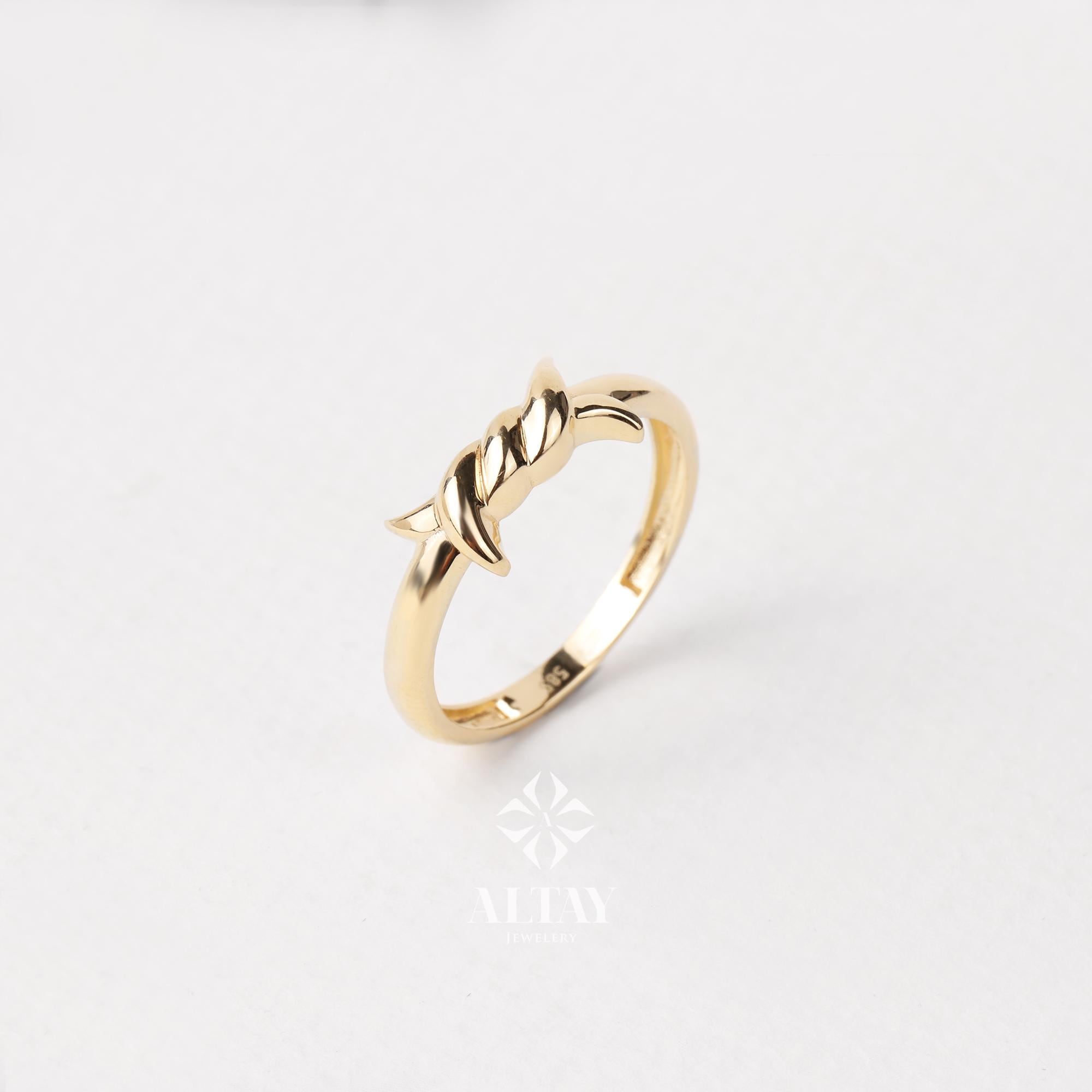 14K Gold Barbed Wire Ring, Gold Thorn Ring, Elegant Wrapped Wire Ring, Unique Jewelry, Gift For Her