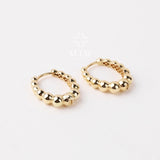 14K Gold Beaded Huggie Hoops, Tiny Bead Huggie Hoops