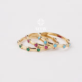 14K Gold Engagement Ring, Multi stone Gold Ring