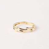 14K Gold Wave Branch Ring, Gold Twig Band