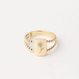 14K Gold Birth Flower Ring, Personalized Birth Flower Ring