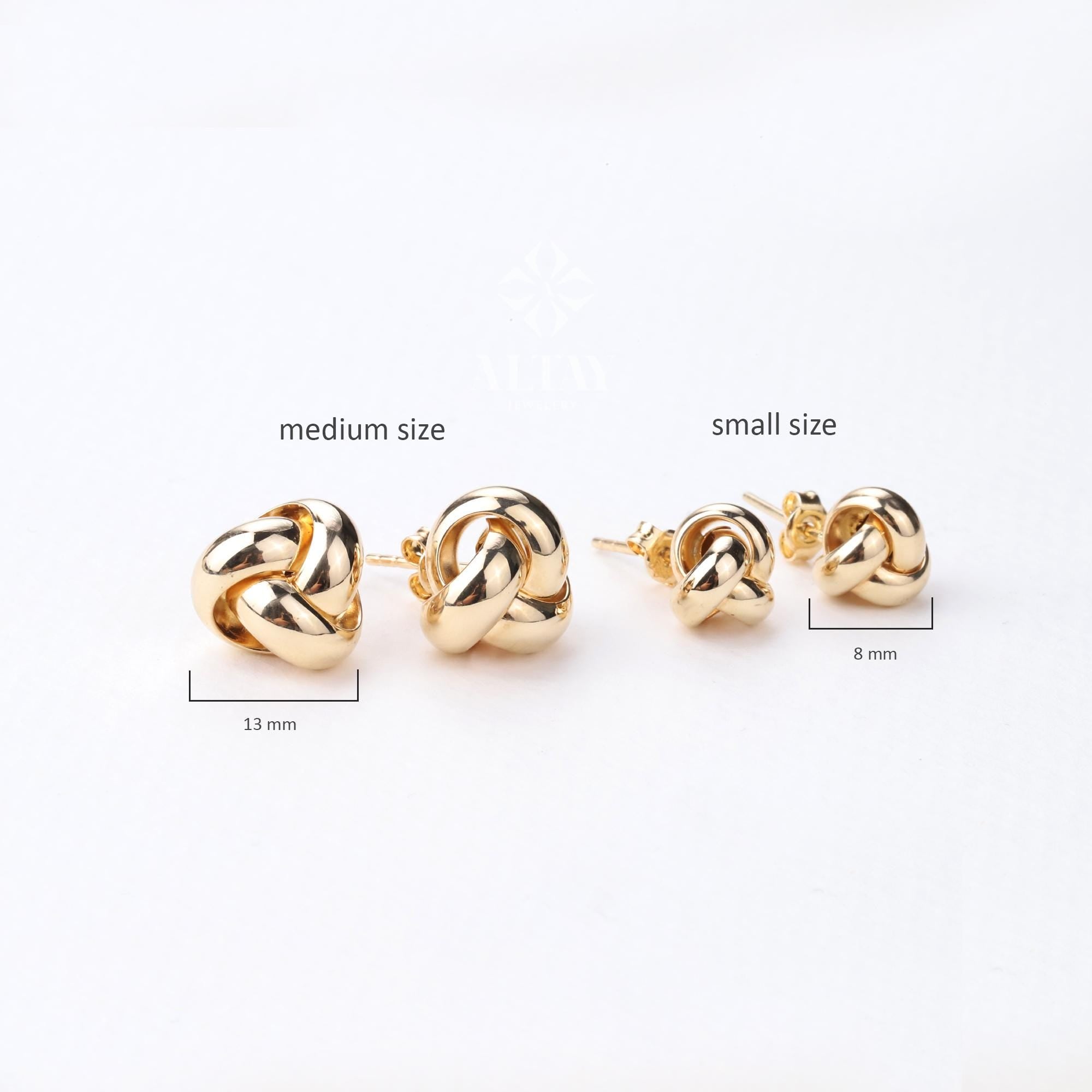 14K Gold Knot Earrings, Dainty Love Knot Studs, Minimalist Twisted Knot Earrings, Triple Knot Cartilage Helix Piercing, Unique Gift for Her